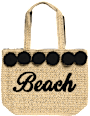 Velika torba za na plažo z napisom Beach v črni barvi Camomilla