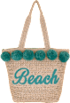 Velika torba za na plažo z napisom Beach v zeleni barvi Camomilla