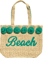 Velika torba za na plažo z napisom Beach v zeleni barvi Camomilla
