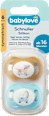Schnuller Silikon symmetrisch ocker/türkis, Gr. 3, ab 16 Monaten babylove