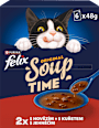 Soup polévky pro kočky hovězí, kuře, jehněčí 6x48g Felix