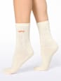 Crew Socken mit spicy-Stickerei beige Gr. 35-38 nur die