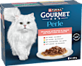 Nassfutter Katze mit Rind, Huhn, Kaninchen & Lachs, Perle - erlesene Streifen, Multipack (8x85 g) Purina Gourmet