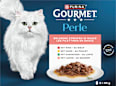 Nassfutter Katze mit Rind, Huhn, Kaninchen & Lachs, Perle - erlesene Streifen, Multipack (8x85 g) Purina Gourmet