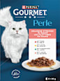 Nassfutter Katze mit Rind, Huhn, Kaninchen & Lachs, Perle - erlesene Streifen, Multipack (8x85 g) Purina Gourmet
