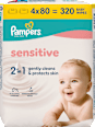 Nedves törlőkendő, Sensitive, 4x80 db Pampers