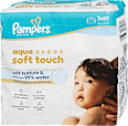 Nedves törlőkendő Aqua Soft Touch 99% vízzel, 3x60 db Pampers