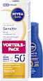 Sonnenschutz-Set Geichtssonnnencreme sensitiv LSF 50+ und Protect & Moisture Sonnenmilch LSF 30 NIVEA SUN