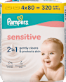 Vlažni robčki Sensitive, 4 × 80 Pampers