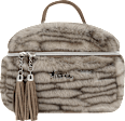 Kosmetiktasche rund in Felloptik beige manòu