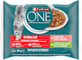 Sterilised kapsičky pro kočky krůta, losos ve šťávě 4x85g PURINA ONE