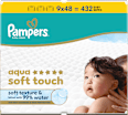 Vlažilni robčki Aqua soft touch 9 x 48 Pampers baby-dry