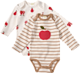 Bodys Langarm mit Obst-Muster, beige, Gr. 86/92 ALANA