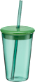 Trinkbecher mit Deckel und Strohhalm aus Glas, grün (400 ml) dm home