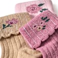 Erstlingssocken mit Blumen-Motiven, rosa + beige, Gr. 13/14 ALANA