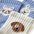 Erstlingssocken mit Tier-Motiven, blau + weiß, Gr. 15/16 ALANA