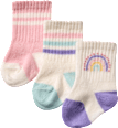 Erstlingssocken mit Regenbogen-Motiv, rosa + weiß, Gr. 13/14 ALANA