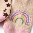 ABS Socken mit Regenbogen-Motiv, beige + rosa, Gr. 19/22 ALANA