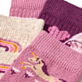 Socken mit Blumen- & Einhorn-Muster, lila + rosa, Gr. 19/22 PUSBLU