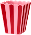 Popcorn Becher aus Kunststoff, gestreift rot/rosa (9x9x11 cm) dm home