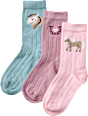 Socken mit Pferde-Motiv, rosa + blau, Gr. 27/29 ALANA