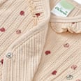 Wickelbody Langarm mit Ajour-Struktur & Apfel-Muster, beige, Gr. 62/68 ALANA