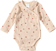 Wickelbody Langarm mit Ajour-Struktur & Apfel-Muster, beige, Gr. 50/56 ALANA