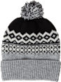 Haube Norwegermuster mit Bommel grau PURSET