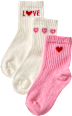 Tennissocken mit Herz-Motiven, weiß + rosa, Gr. 23/26 ALANA