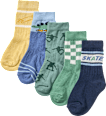 Socken mit Skate-Motiven, grün + blau + gelb, Gr. 19/22 PUSBLU