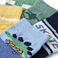 Socken mit Skate-Motiven, grün + blau + gelb, Gr. 27/29 PUSBLU
