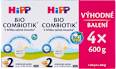 BIO pokračovací mléčná kojenecká výživa 2 Combiotik 6m, 4x600 g HiPP