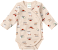 Wickelbody Langarm mit Waldtier-Muster, beige, Gr. 42/44 ALANA