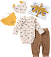 Geschenkbox mit Body & Hose mit Mitwachsfunktion und Halstüchern, beige, Gr. 62/68 ALANA
