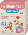 bio ovocný příkrm v sáčku jablko, hruška & jahoda, 4 x 100 g babylove