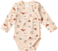 Wickelbody Langarm mit Waldtier-Muster, beige, Gr. 50/56 ALANA