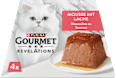 Nassfutter Katze Mousse mit Lachs, Revelations, Multipack (4x75 g) Purina Gourmet