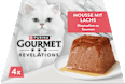 Nassfutter Katze Mousse mit Lachs, Revelations, Multipack (4x75 g) Purina Gourmet