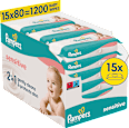 Vlhčené utierky Sensitive 2v1, 15 x 80 Pampers