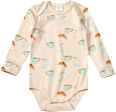 Body Langarm mit Milch-und-Croissant-Muster, beige, Gr. 86/92 ALANA