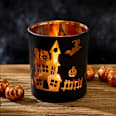 Glaskerzenhalter Haus, schwarz-kupfer (10 cm) Dekorieren & Einrichten