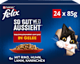 Nassfutter Katze, Geschmacksvielfalt vom Land in Gelee,Multipack (24x85 g) Felix
