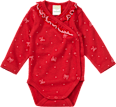 Wickelbody Langarm mit Schleifen-Muster, rot, Gr. 50/56 ALANA