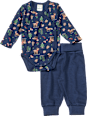 Set mit Wickelbody und Hose mit Weihnachts-Muster, blau, Gr. 50/56 ALANA