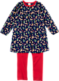 Nachthemd mit Weihnachts-Muster und Leggings, blau + rot, Gr. 110/116 ALANA