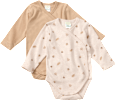 Wickelbody Langarm mit Herbst-Muster, beige, Gr. 50/56 ALANA