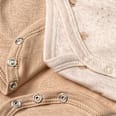 Wickelbody Langarm mit Herbst-Muster, beige, Gr. 50/56 ALANA