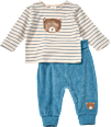 Set mit Langarmshirt & Velours-Hose mit Bären-Motiv, blau + beige, Gr. 62 ALANA