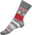 Socken mit Norweger-Muster grau & rot Gr. 35-38 Fascino