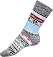 Socken mit Norweger-Muster grau & blau Gr. 35-38 Fascino